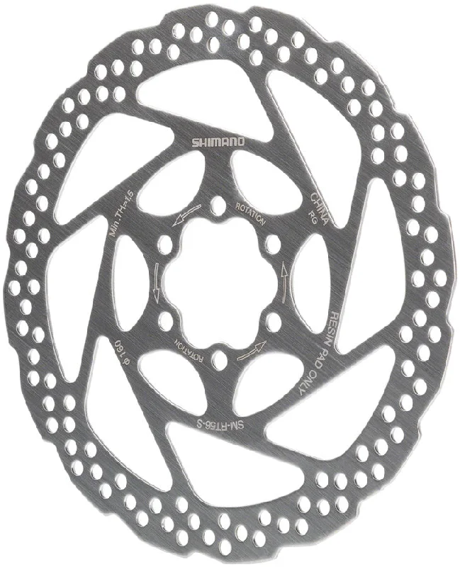 Bicycle chain tension adjuster-Shimano Deore SM-RT56-S Disc Brake Rotor - 160mm 6-Bolt For Resin Pads Only Silver