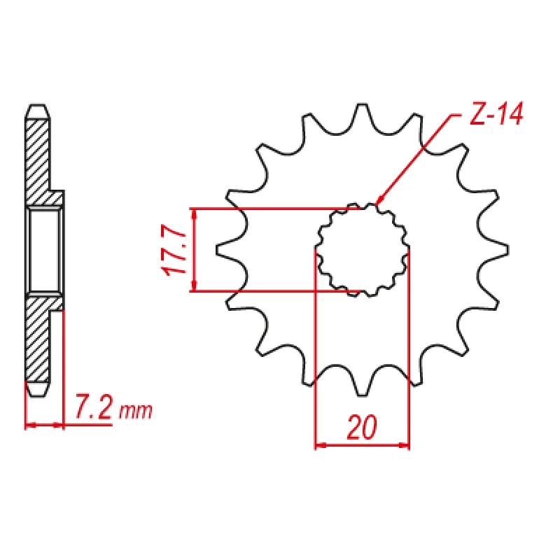 MTX YZ65 Steel Front Sprocket #420 (14T) (10-BR8-14)