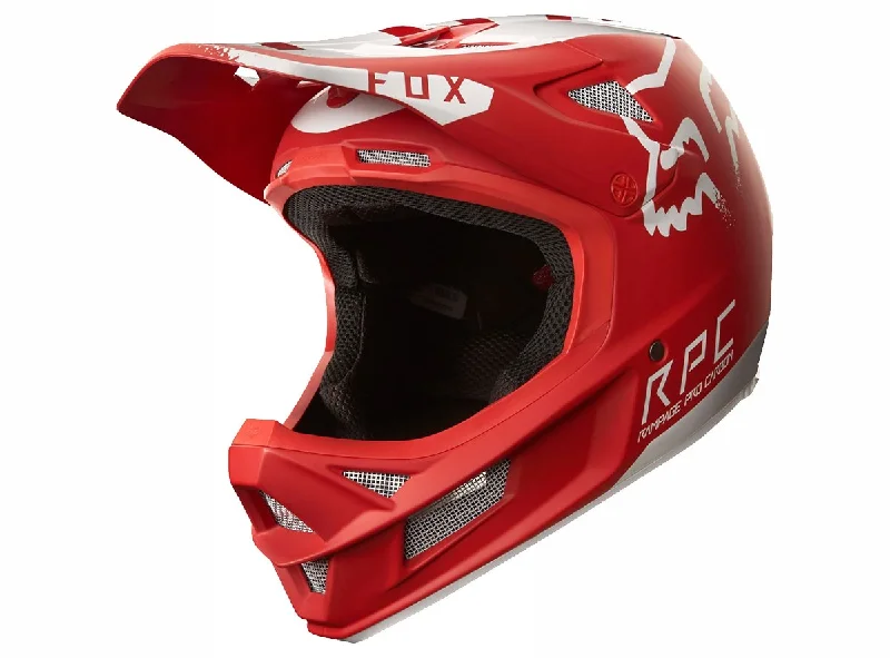 Bicycle helmet detachable parts-Fox Racing Rampage Pro Carbon Moth Full Face Helmet - Red-White