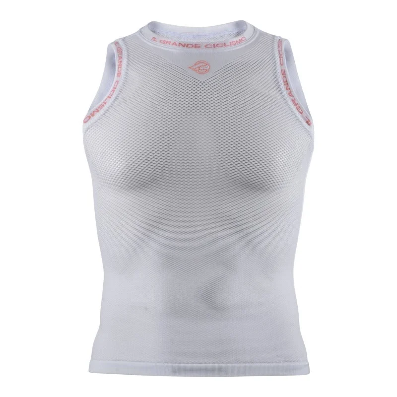 cycling clothing with stretch fabric-Maglia intima senza maniche Cinelli Tempo - Bianco rosa