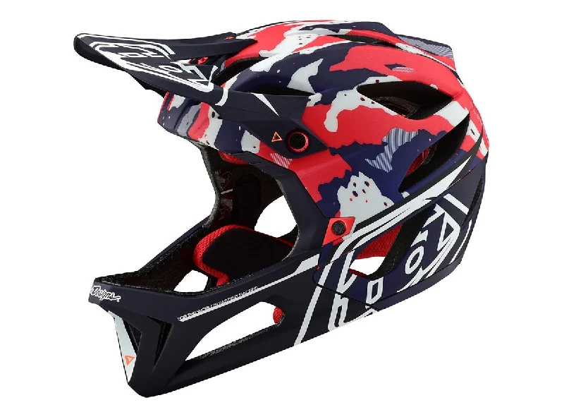 Bicycle helmet customer reviews-Troy Lee Designs Stage MIPS Full Face Helmet - Tactical - Red-White-Blue