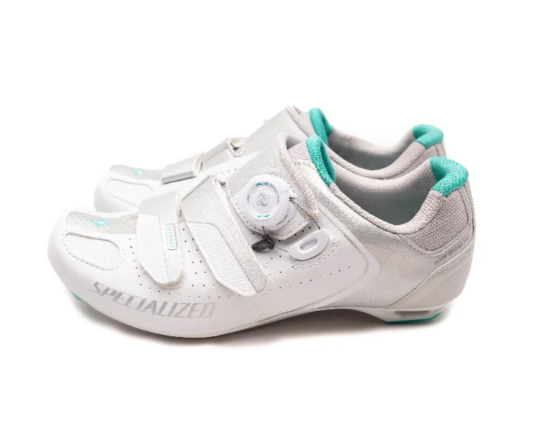 cycling clothing with half zip-Specialized Ember Road Shoe Wmns Wht/Em Grn 40.5/9.25