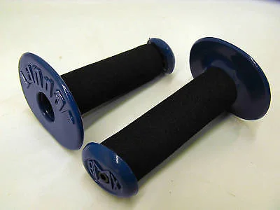 custom hybrid bicycle grips-Old School Bmx Handlebar Grips Landar Genuine 80's Made Black & Blue Donut Grips