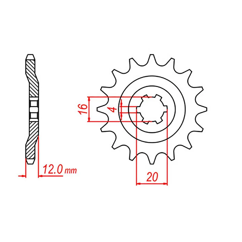 MTX 1606 Steel Front Sprocket #428 (14T) (10-382-14)