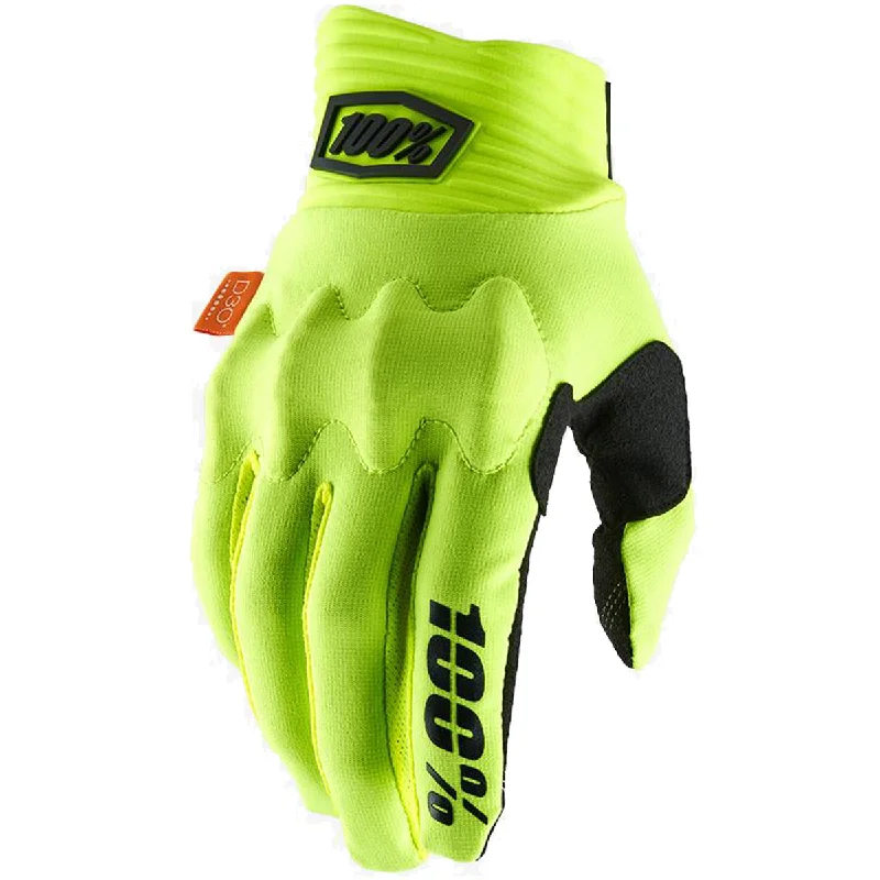 cycling clothing for easy washing-Guanti 100% Cognito - Giallo fluo