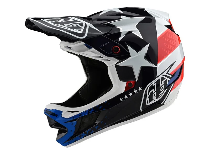 Bicycle helmet for birthdays-Troy Lee Designs D4 Composite Full Face Helmet - Freedom 2.0 - Red-White - 2020