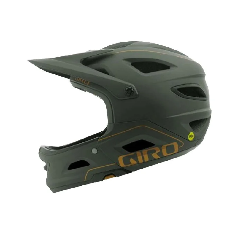 Bicycle helmet with back light-Giro Switchblade MIPS Full Face Helmet - Matt Olive