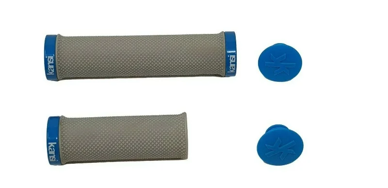 hybrid bike grips-KANSI 135mm+93mm LOCK ON HANDLE BAR GRIPS GREY & BLUE MTB BIKES