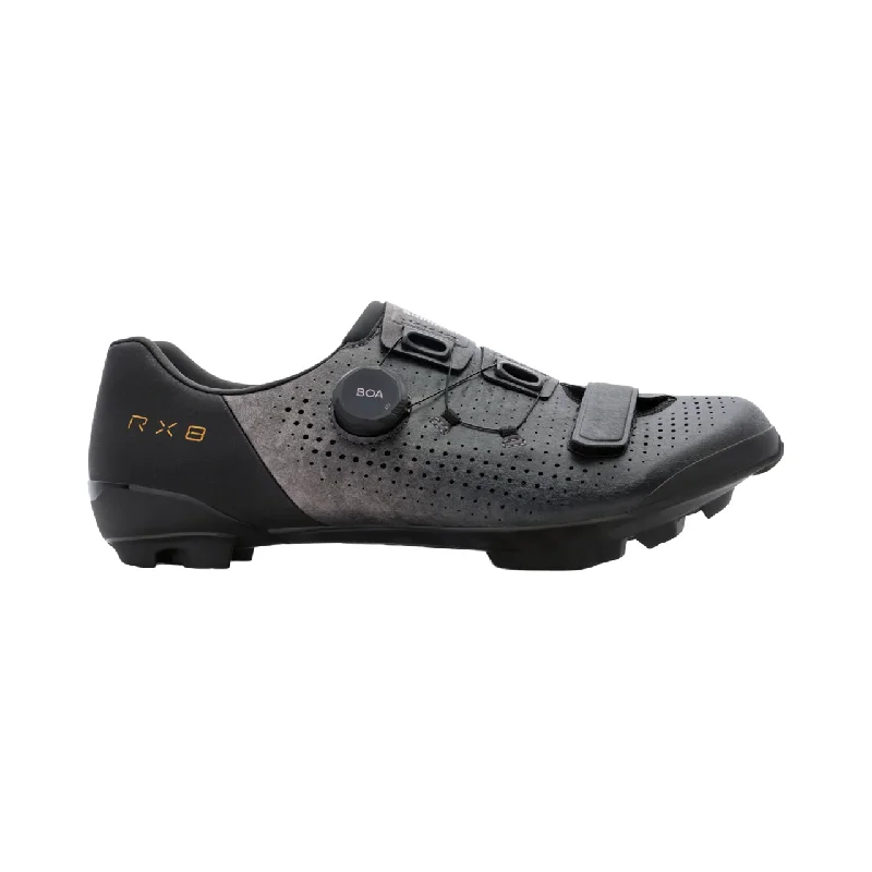 cycling clothing with stretchy panels-Shimano RX801E SPD Gravel Shoe - Wide - Black