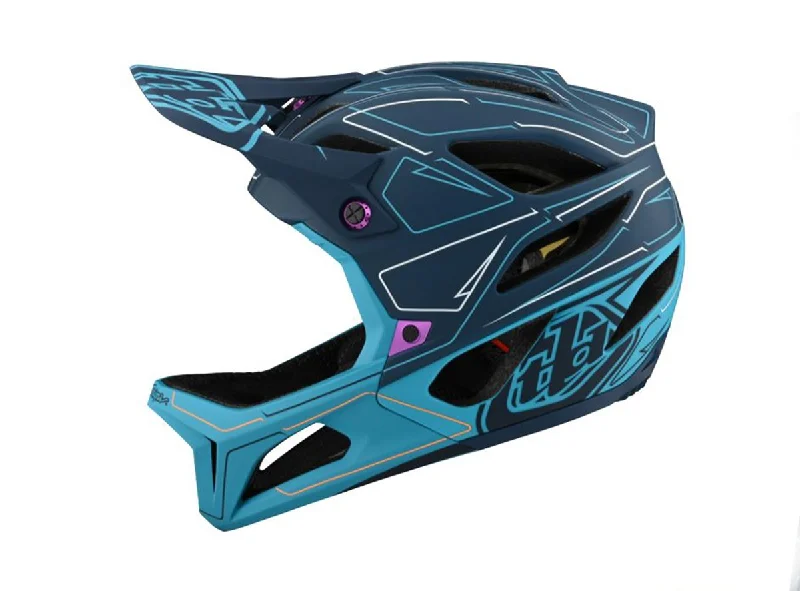 Bicycle helmet touring-Troy Lee Designs Stage Full Face Helmet - Ltd Edition - Pinstripe Marine - 2021