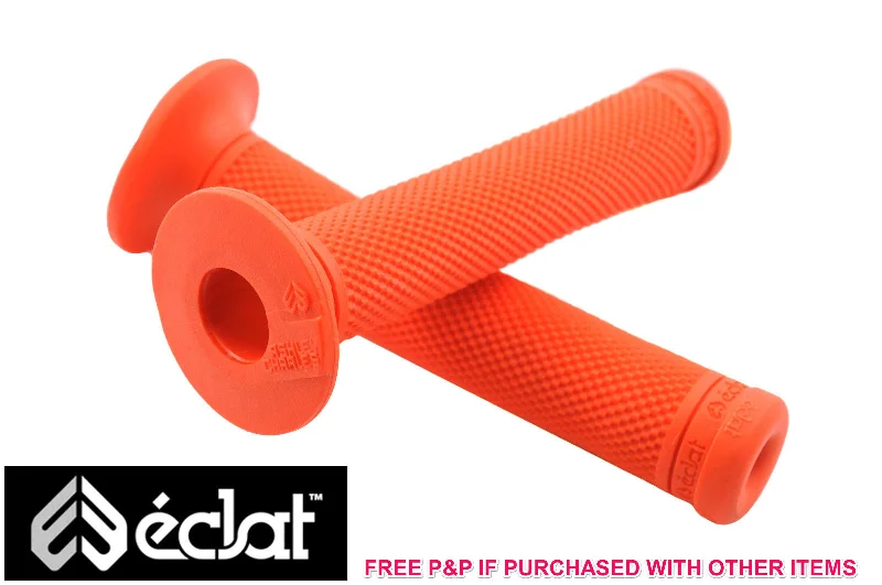 anti-vibration mountain bike grips-ECLAT ASHLEY CHARLES SIGNATURE BMX HANDLEBAR GRIPS, ELASTOMER RUBBER ORANGE