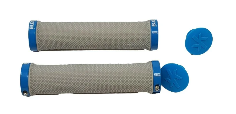 breathable bicycle grips-135mm Lock On Handle Bar Grips, Grey & Blu, Kansi Bikes, Folding Bikes, Mtb Bike