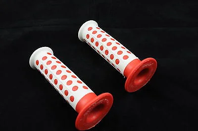 padded bicycle grips-OLD SCHOOL BMX OAKLEY F1 FUAN “STYLE" 80's MADE HANDLEBAR GRIPS RED DOT & WHITE