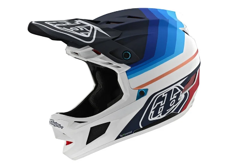 Bicycle helmet plus size-Troy Lee Designs D4 Carbon Full Face Helmet - Mirage - Navy-White - 2020