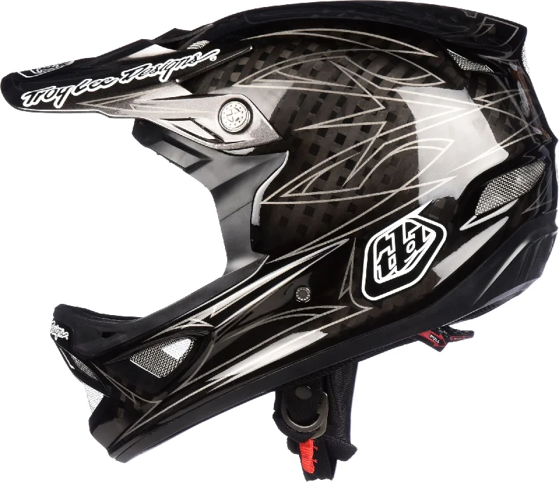 Bicycle helmet with bell-Troy Lee Designs D3 Carbon Full Face Helmet - Pinstripe II Black