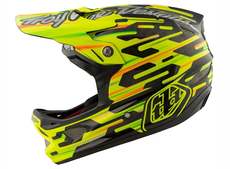 Bicycle helmet with hidden pocket-Troy Lee Designs D3 Carbon MIPS Full Face Helmet - Code Yellow