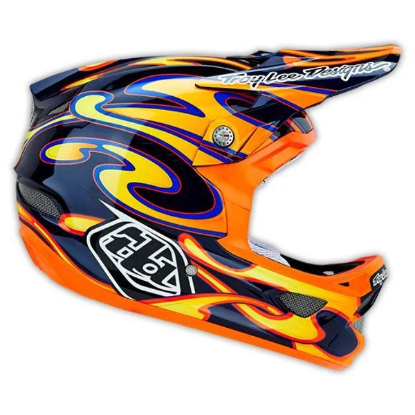 Bicycle helmet with speedometer-Troy Lee Designs D3 Carbon Full Face Helmet - Squirt - Black-Orange