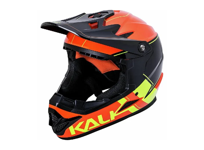 Bicycle helmet sleek-Kali Zoka Full Face Helmet - Switchback - Youth - Gloss Orange-Flo Yellow-Black