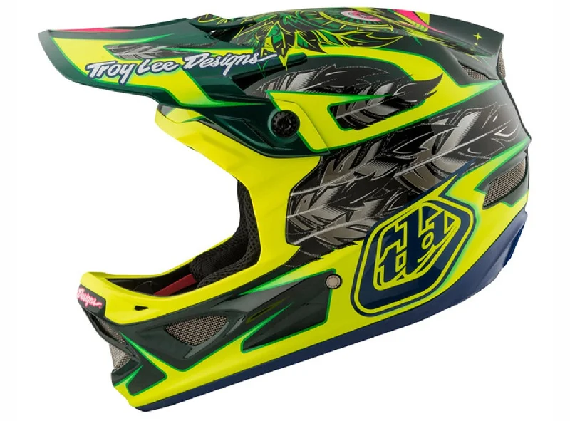 Bicycle helmet with theft alarm-Troy Lee Designs D3 Carbon MIPS Full Face Helmet - Nightfall Green