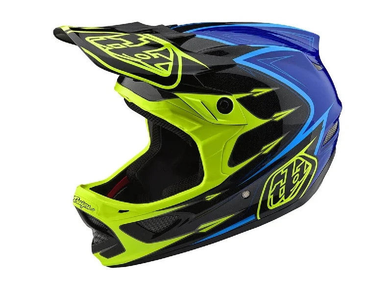 Bicycle helmet accessories-Troy Lee Designs D3 Composite Full Face Helmet - Corona Flo Yellow-Blue - 2018