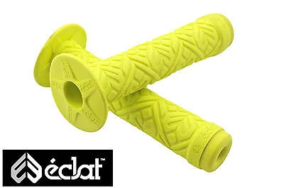 custom road bike grips-ECLAT TEAM HANDLEBAR GRIPS ELASTOMER SOFT RUBBER YELLOW WITH CORKX END PLUGS