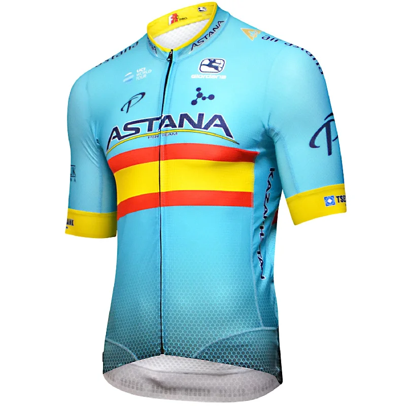 cycling clothing with smell proofing-Maglia FR-C Pro Astana 2019 - Campione Spagnolo