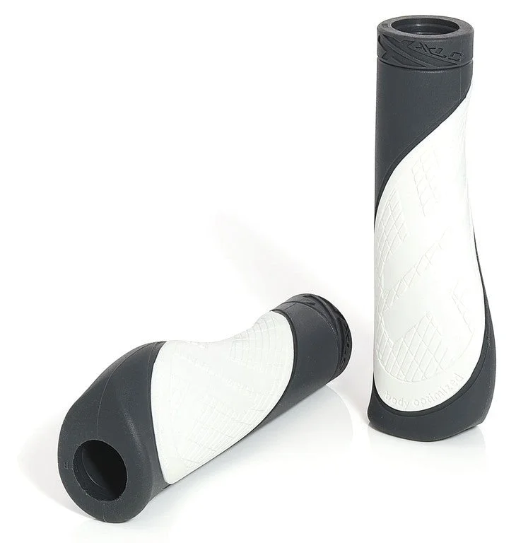 green bicycle grips-PAIR XLC BODY OPTIMIZED ERGONOMIC BIKE HANDLEBAR GEL GRIPS WHITE & GREY 135mm LONG