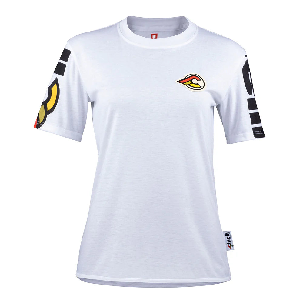 cycling clothing for early rides-T-Shirt donna Cinelli Gravel - Bianco