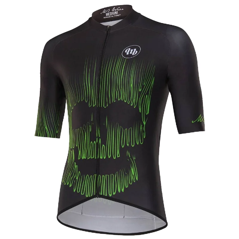 professional cycling clothing kits-Maglia MbWear Granfondo - Green skull