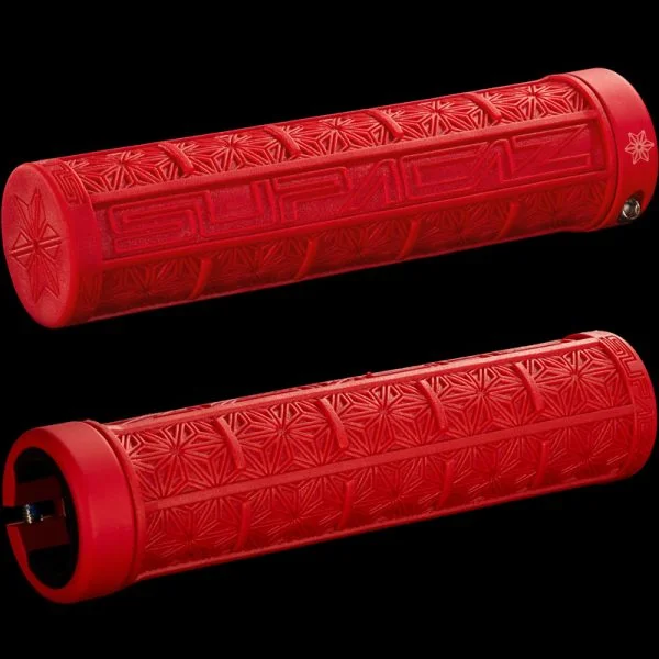 racing bicycle grips-SUPACAZ LOCK ON “GRIZIPS” FOR MTB OVERSIZE 32mm DIAMETER HANDLEBARS GRIPS RED