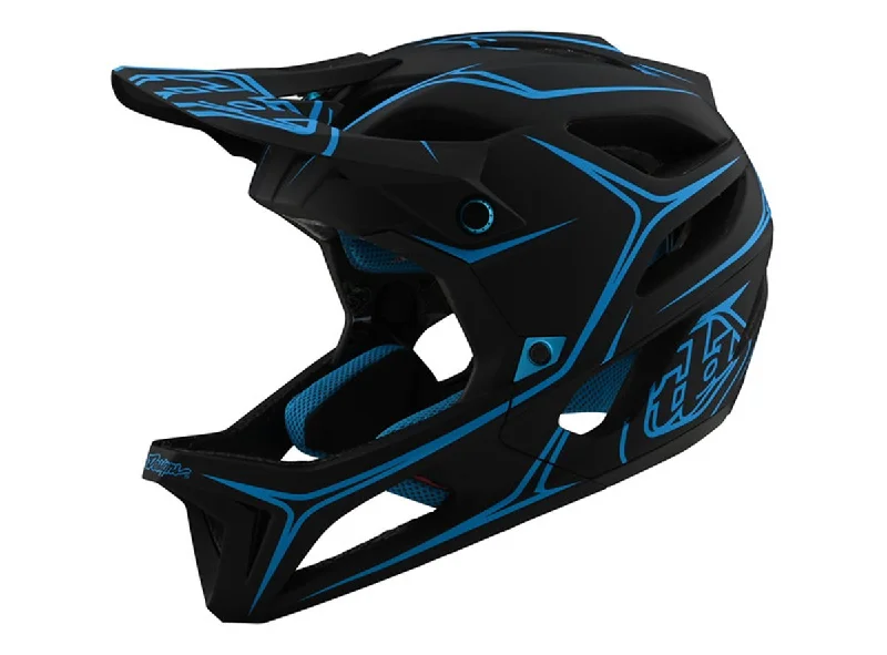 Bicycle helmet downhill-Troy Lee Designs Stage Full Face Helmet - Pinstripe - Black-Cyan - 2020