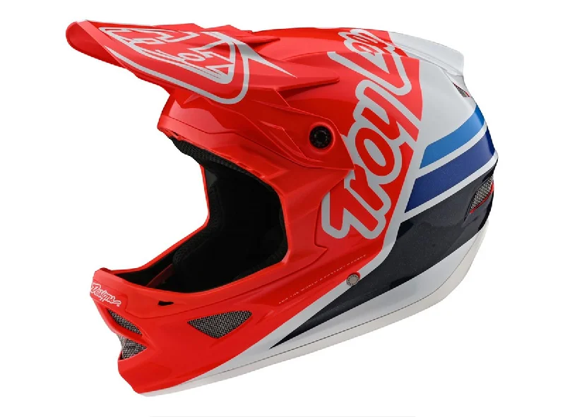 Bicycle helmet for winter-Troy Lee Designs D3 Fiberlite Full Face Helmet - Silhouette - Red-White - 2020