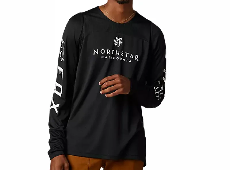 best cycling clothing for amateurs-Fox Racing Defend Long Sleeve MTB Jersey - Northstar - Black