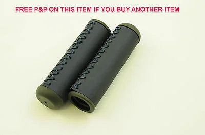 composite road bike grips-PAIR OF DARK BLUE “HAND STITCH” LOOK 90mm BIKE CYCLE BICYCLE HANDLEBAR GRIPS