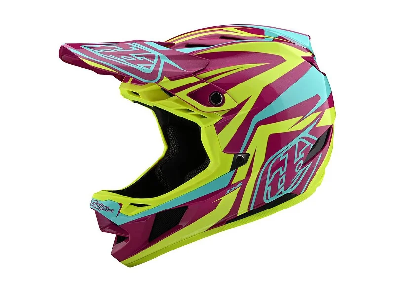 Bicycle helmet shock absorbent-Troy Lee Designs D4 Composite Full Face Helmet - Slash - Purple-Yellow - 2020