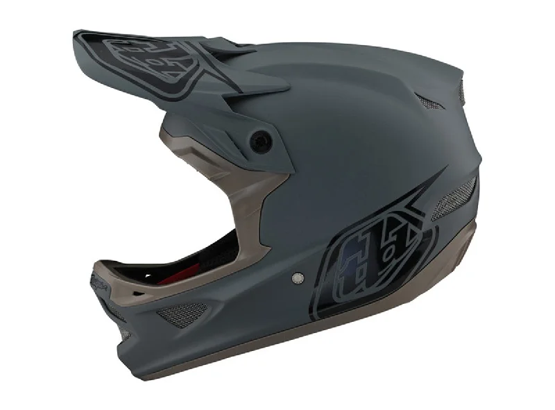 Bicycle helmet with ear covers-Troy Lee Designs D3 Fiberlite Full Face Helmet - Stealth - Gray - 2021