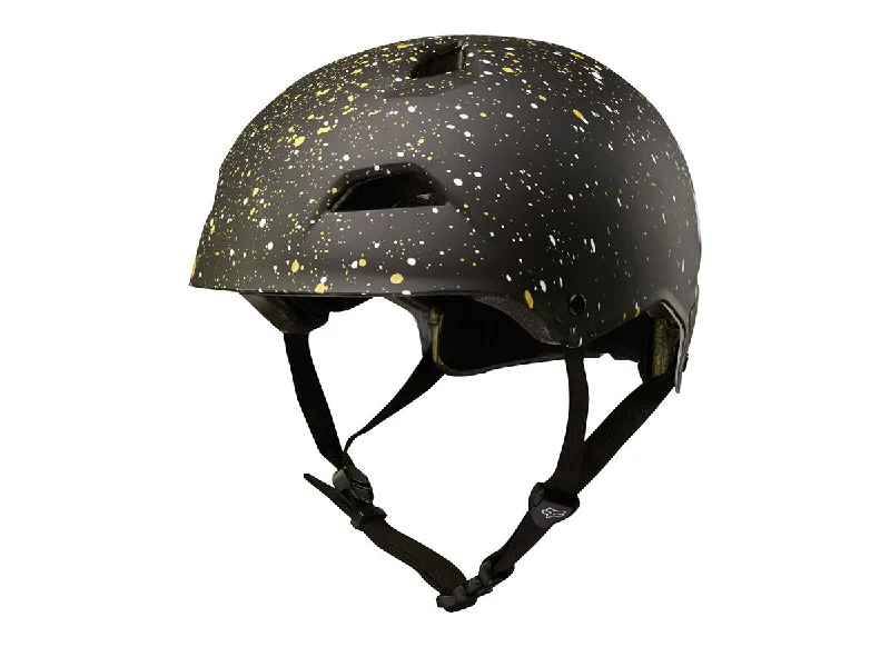 Bicycle helmet posture aid-Fox Racing Flight Splatter Dirt Jump Helmet - Black-Gold