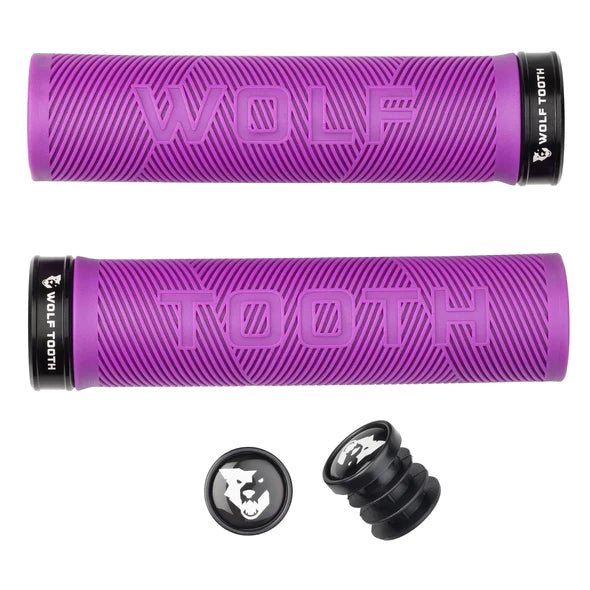 eco-friendly rubber bicycle grips-Wolf Tooth Components Echo Lock-On MTB Grips – Purple