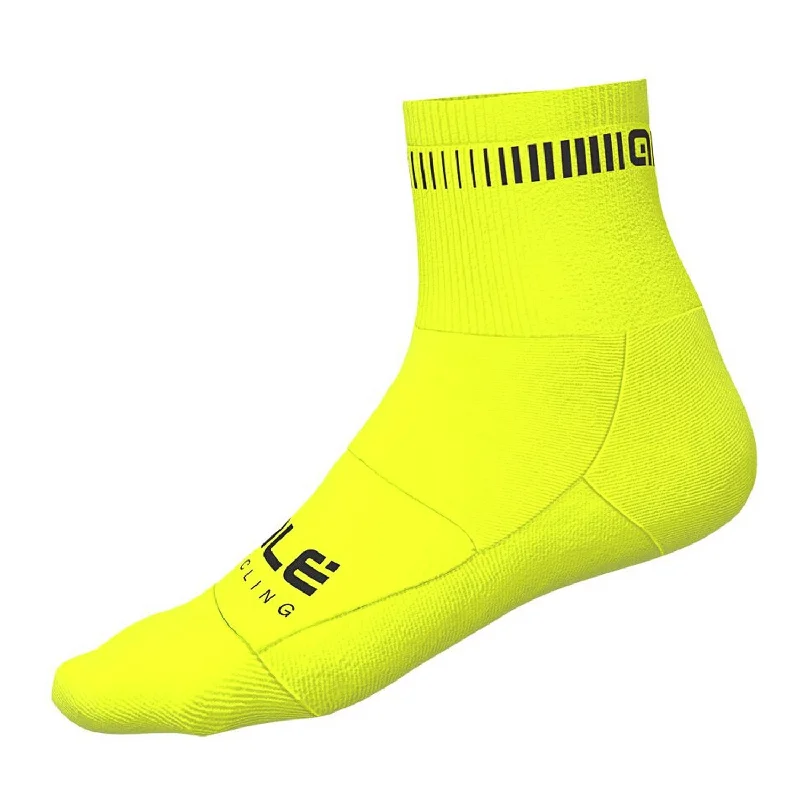 cycling clothing with flexible panels-Calze Ale Logo Q-skin - Giallo fluo