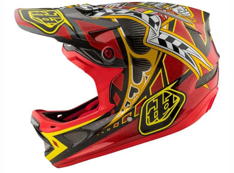 Bicycle helmet with back light-Troy Lee Designs D3 Carbon MIPS Full Face Helmet - Longshot Red