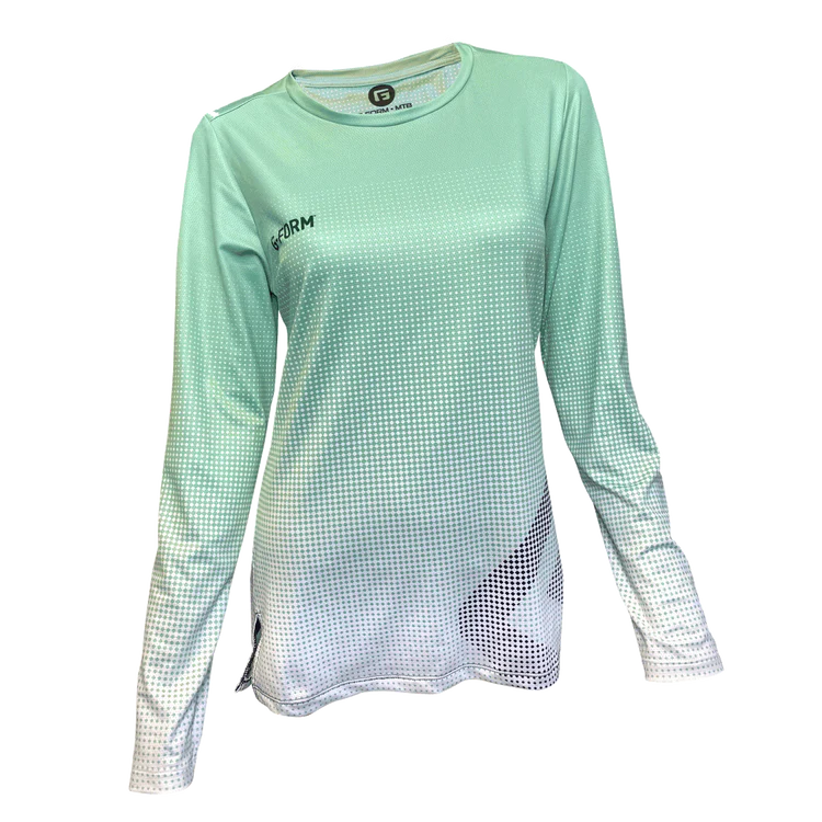 cycling clothing for tight fit-G-Form Fade Long Sleeve MTB Jersey - Womens - Mint