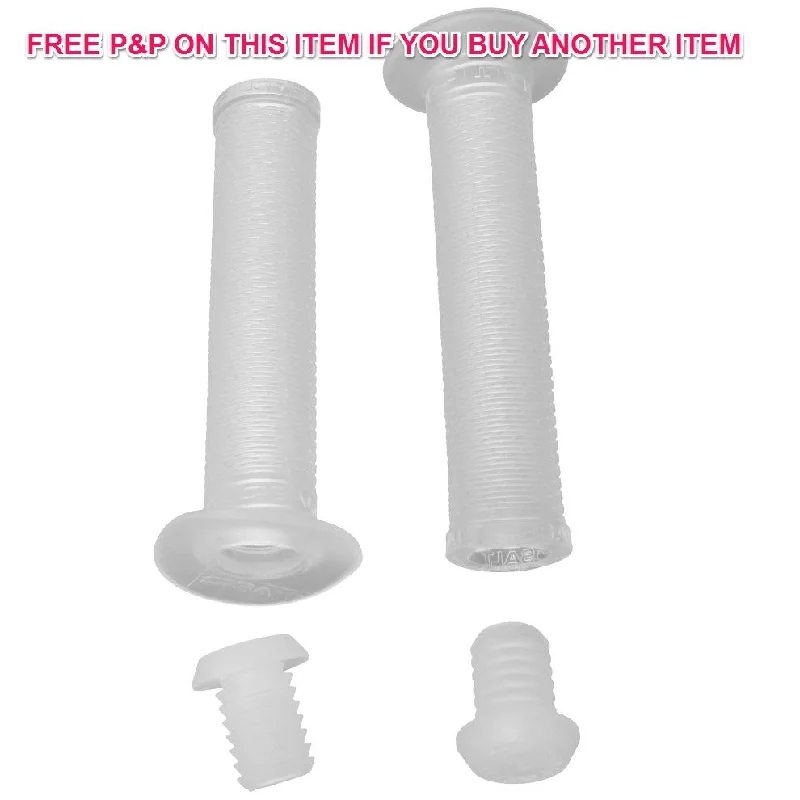 ergonomic mountain bike grips-SALT TEAM BMX HANDLEBAR GRIPS KRATON WITH FLANGE & PLUGS CLEAR 50% OFF RRP