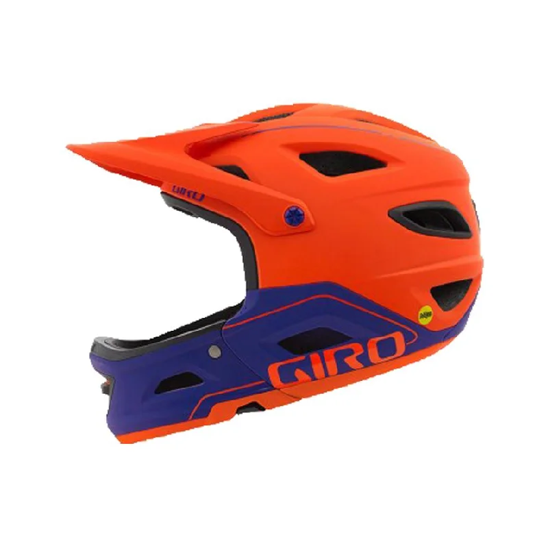 Bicycle helmet with hazard lights-Giro Switchblade MIPS Full Face Helmet - Matt Vermillion-Purple