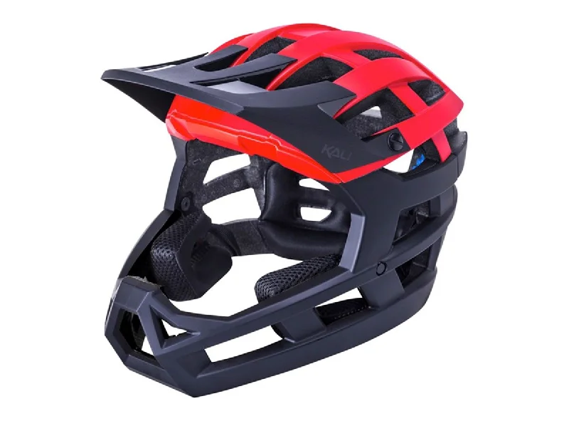 Bicycle helmet waterproof-Kali Invader 2.0 Enduro Helmet - Matt Black-Red