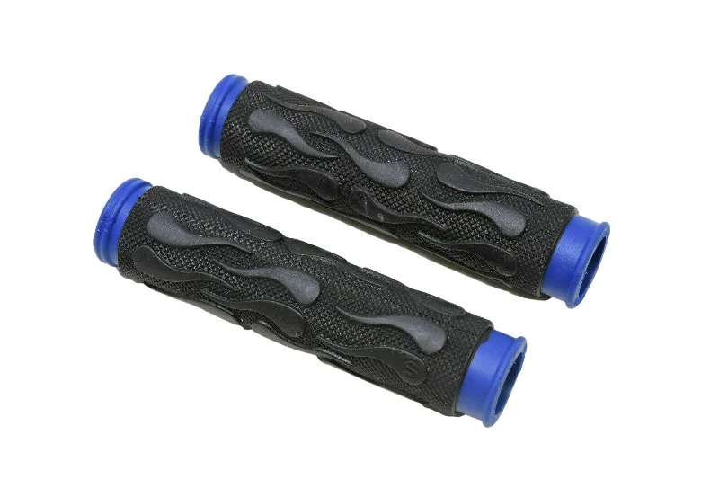 beginner road bike grips-Quality Herrmans Bike Handlebar Non Slip Grips Black Blue Dual Layer MTB 130mm