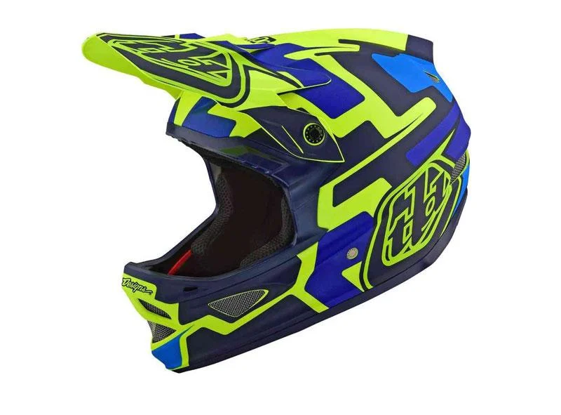 Bicycle helmet baby-Troy Lee Designs D3 Fiberlite Full Face Helmet - Speedcode - Yellow-Blue