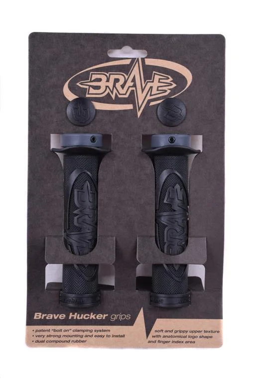 affordable touring bicycle grips-BRAVE 'HUCKER’ HANDLEBAR GRIPS LOCK-ON 22.2mm SINGLE BLACK LOCK RING 65% OFF