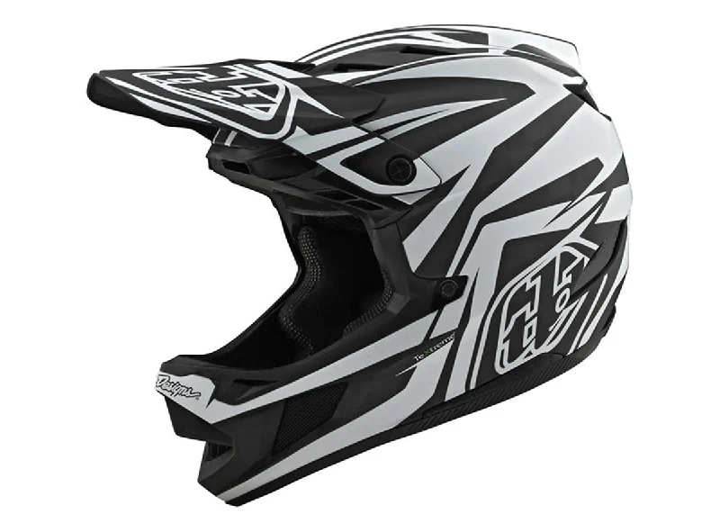 Bicycle helmet replacement parts-Troy Lee Designs D4 Carbon Full Face Helmet - Slash - Black-White - 2020