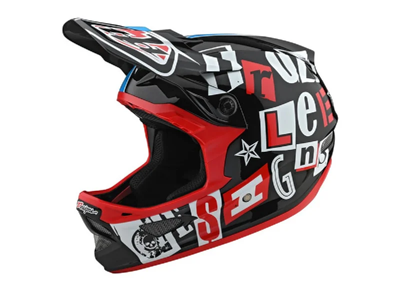 Bicycle helmet anti-slip-Troy Lee Designs D3 Fiberlite Full Face Helmet - Anarchy - Black - 2021