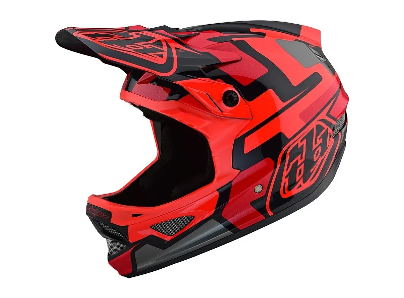 Bicycle helmet toddler-Troy Lee Designs D3 Fiberlite Full Face Helmet - Speedcode - Red